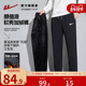 防水科技软壳直筒裤 男士 秋冬季 回力黑色百搭2025年新款 加绒裤 子S