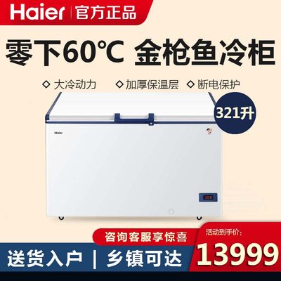 Haier/海尔 DW-60W321EU1低温零下60度卧式冷冻商用顶开门冰柜