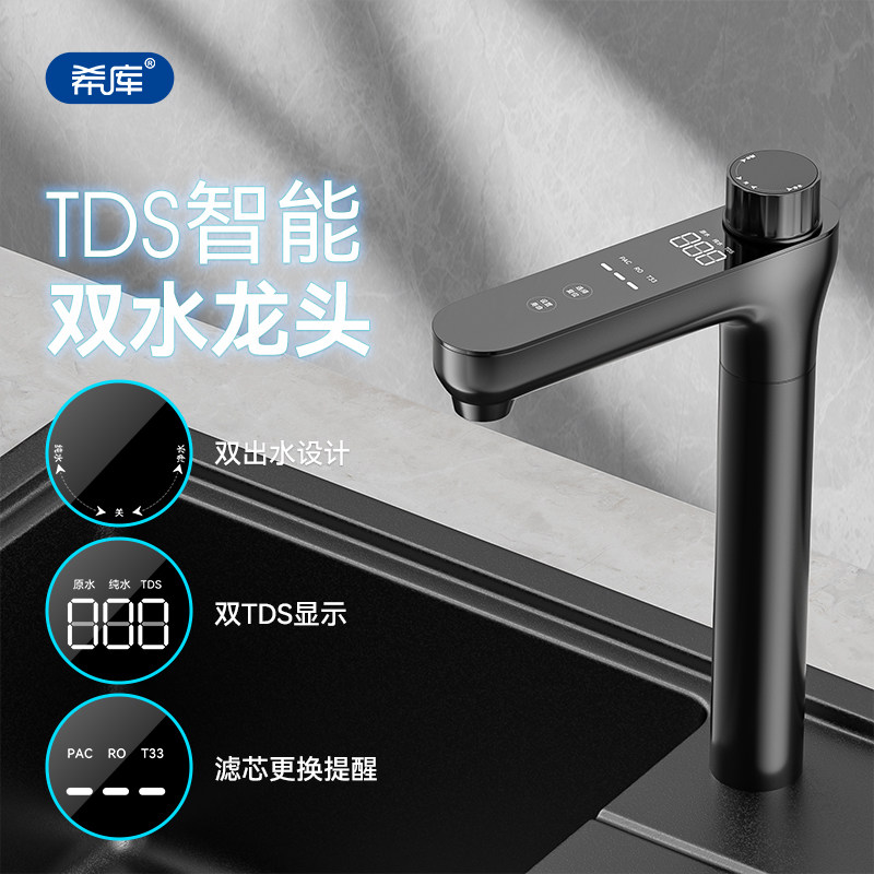 净水器智能双水龙头双TDS显示滤芯提醒功能双出水2分直饮龙头