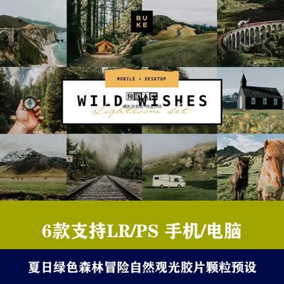 lr预设ps预设夏日绿色森林冒险自然观光胶片调色手机滤镜后期预设