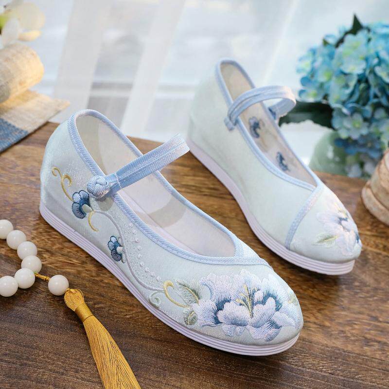 汉服鞋子女古鞋风绣花鞋内增高百搭中国风配旗袍汉元素茶艺师布鞋