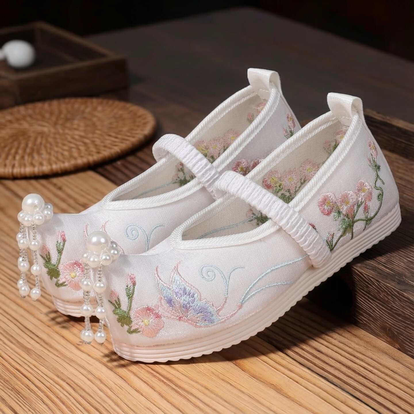 越秀熙女童汉服鞋古风儿童绣花鞋