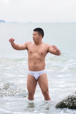 男士三角内裤低腰纯色华夫格性感高叉透气性感形男短裤U凸舒适棉