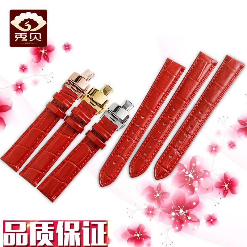 秀贝红色女装手表带代用飞亚达四C叶草摄影师天梭女红色表带14