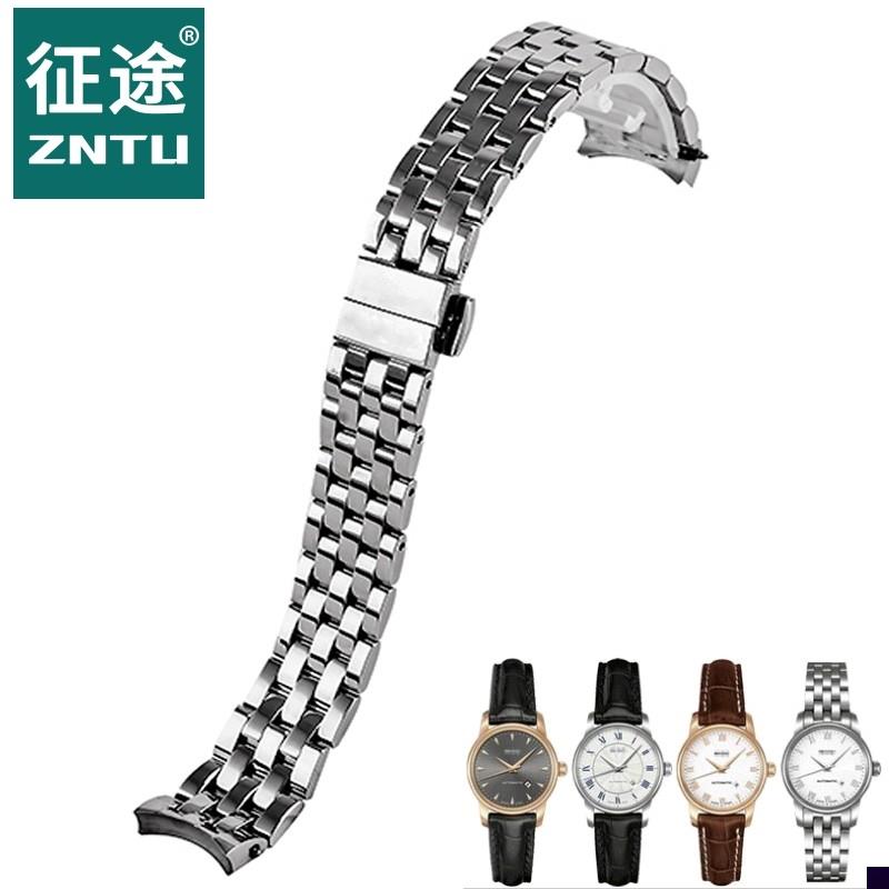 适用于美度款贝伦赛丽钢带M7600钢表带蝴蝶扣手表链15mm