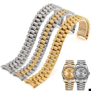 适用于劳力士精钢表带钢带男女士三珠金属表链钢带131720mm