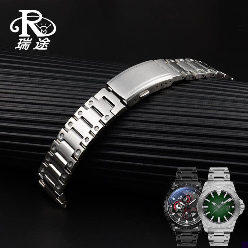 适用于不锈钢金属表链手表带钢带配件华为GT卡西欧EFR-303表带22m