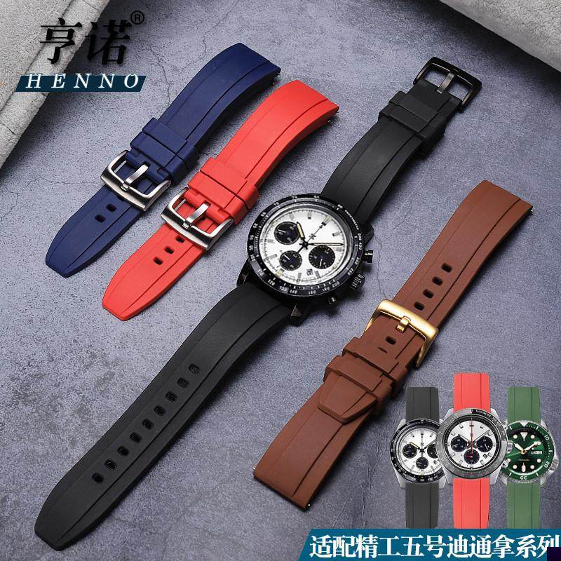 适用于精工5号罐头熊猫迪三眼盘海贼王劳力士水鬼橡胶硅胶手表带