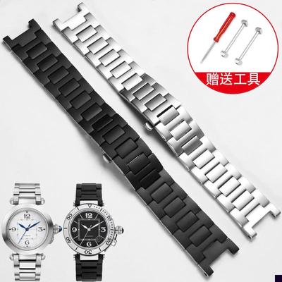 适用于卡地亚帕莎PASHA钢带WSPA0013W31077U2系列凹口精钢手表带