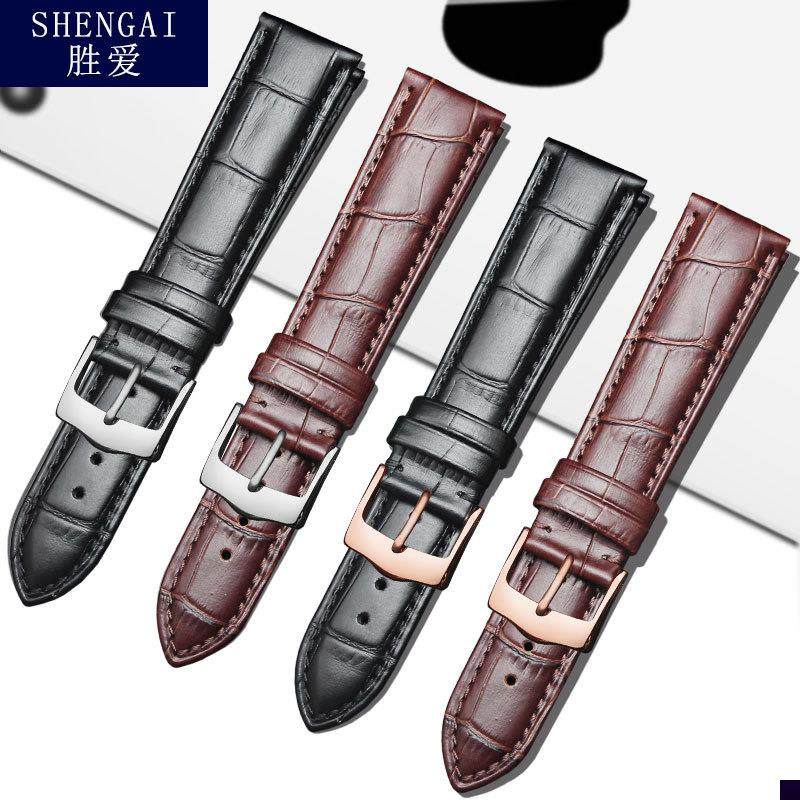 适用于头层牛皮表带铁达时天长地久天王手表带石英表机械表男女表