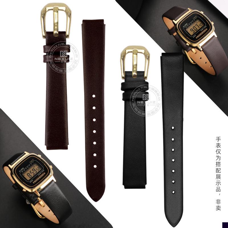适用于卡西欧电子表A158159LA680LA670W男女真皮手表带纤薄