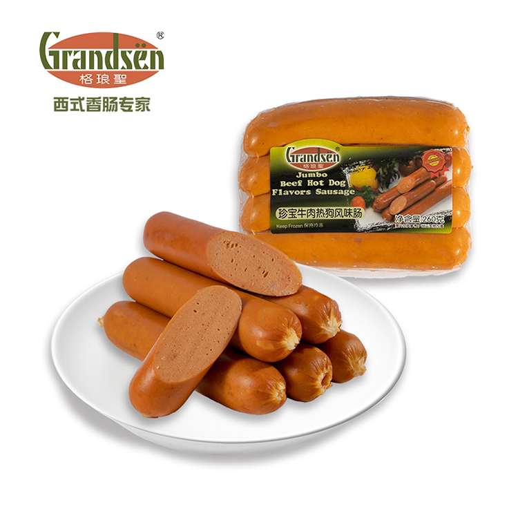 格琅圣grandsen珍宝牛肉热狗风味肠260g纯肉脆皮香肠西餐烧烤食材