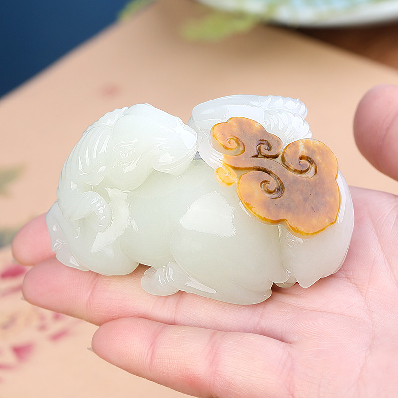 孤品大师工艺新疆和田玉洋洋如意摆件生肖羊手把件把玩件洋洋得意