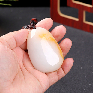 新疆羊脂级白玉金丝玉手把件男士手玩件玉石把件天山翠原石把玩件