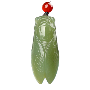 涵怡新疆和田玉白玉一鸣惊人吊坠男知了玉蝉玉坠女款项链玉石挂件