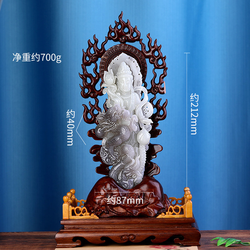 正品精工和田玉降龙观音摆件客厅玄关办公室桌面装饰品送礼佳品
