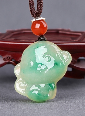 非洲翠十二生肖玉挂件男独龙玉十二属相吊坠女冰种飘花节日礼物