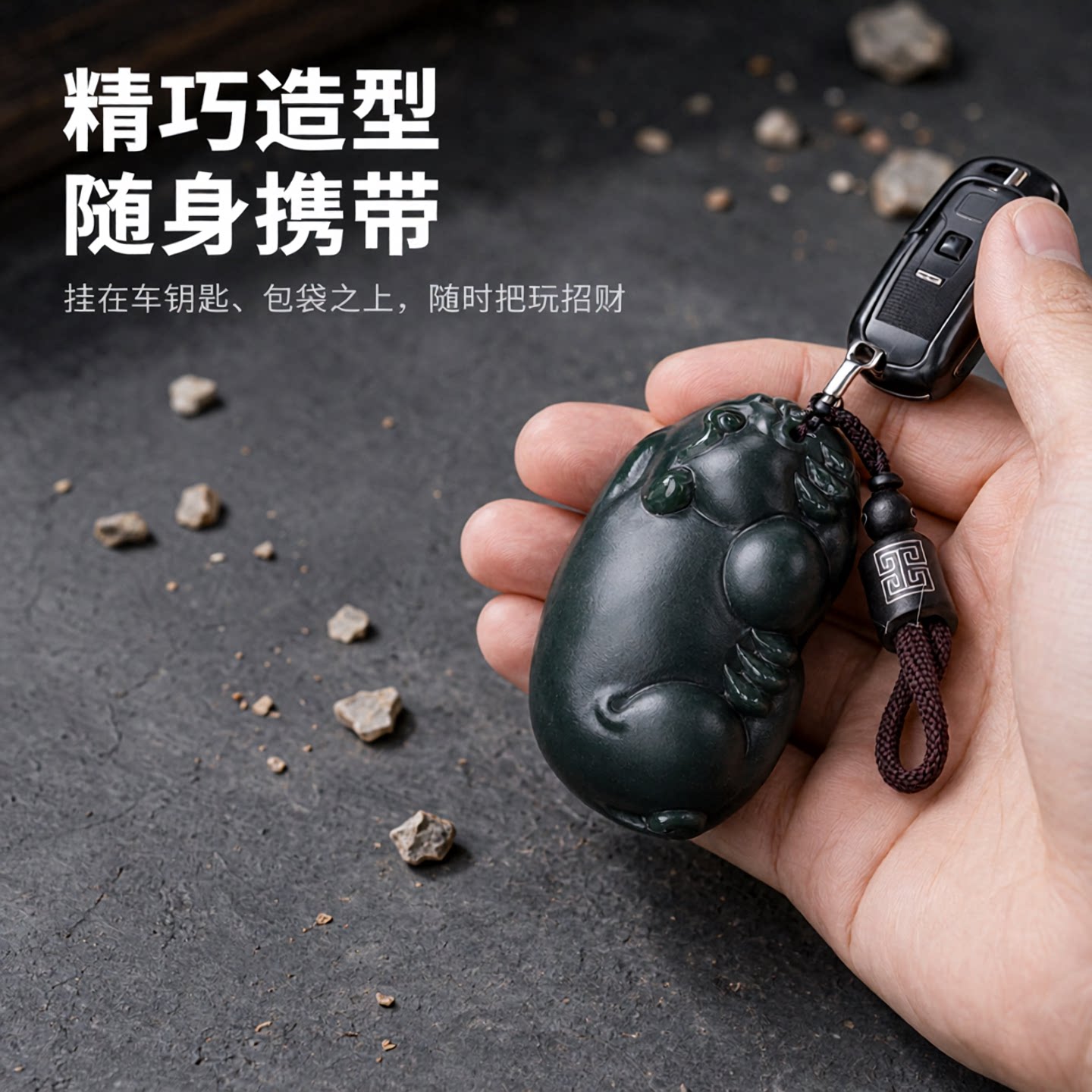 新疆和田玉貔貅手把件塔青玉把玩件男士随身挂件女玉石玉器手玩件