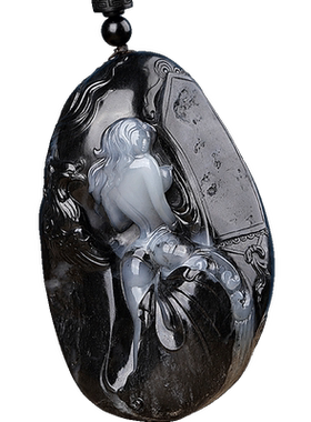 涵怡和田玉青花遇贵人手把件