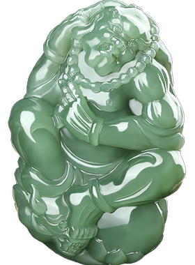 涵怡罗汉手把件和田玉碧玉弧品