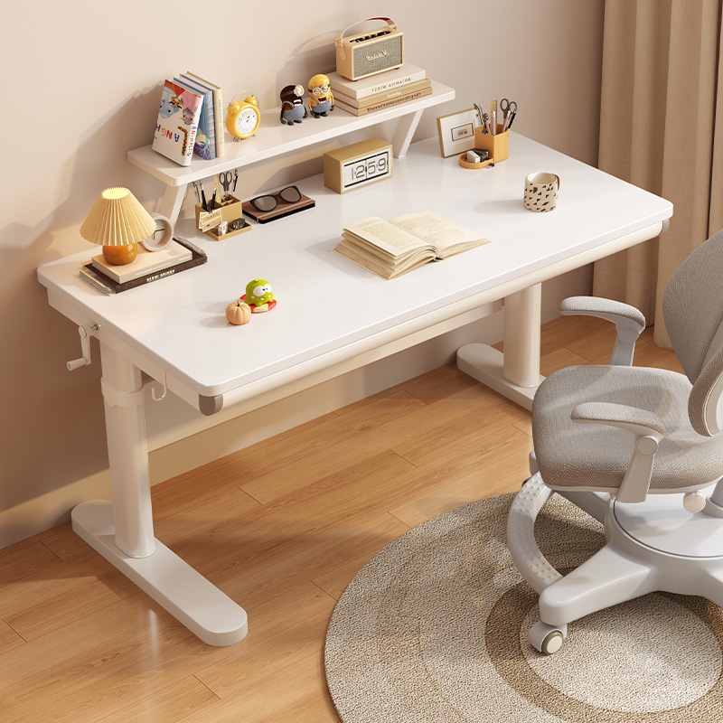 实木儿童学习桌家用可升降写字课桌护童学习桌中小学生写字大白桌