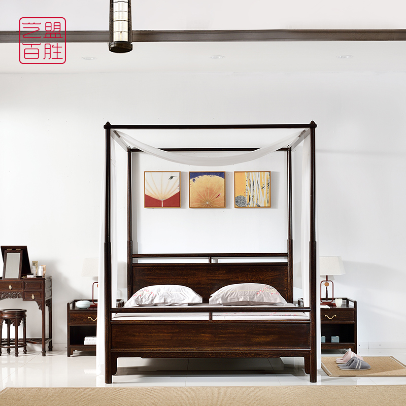 藝盟百勝贊比亞血檀紅木架子床1.8米新中式實木四柱床八步床家具在類目 住宅傢俱, 牀類, 拔步牀/架子牀中 - 來自Buy2taobao.com提供專業的淘寶代購服務