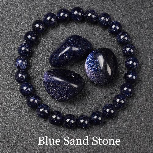 Blue Sandstone Beads Bracelet for Women Men Starry Sky