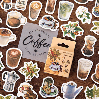 45pcs/pack Vintage Rooftop Coffee Shop Stickers Set