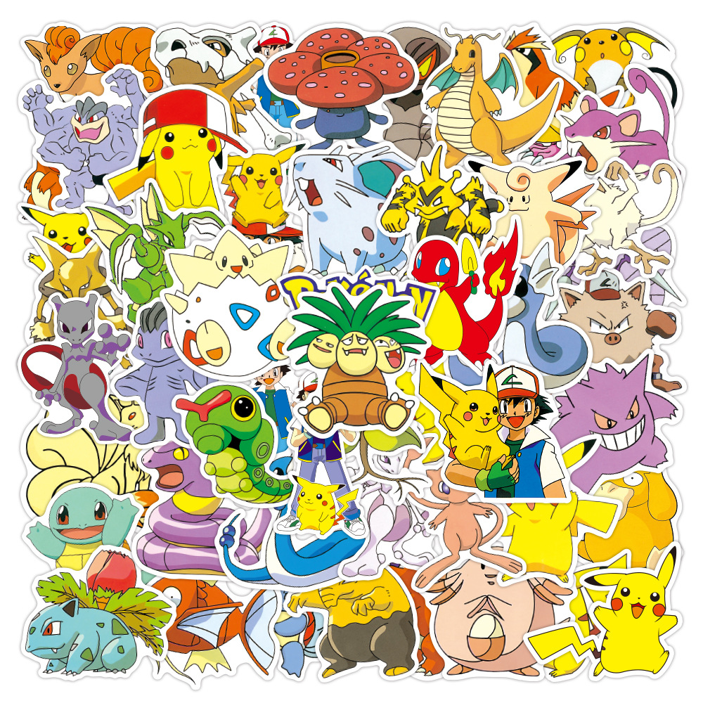 50Pcs Pokemons Stickers For Luggage Skateboard Phone Laptop