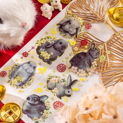 6pcs Cartoon Rabbit Stickers Aesthetics Diy Decorative