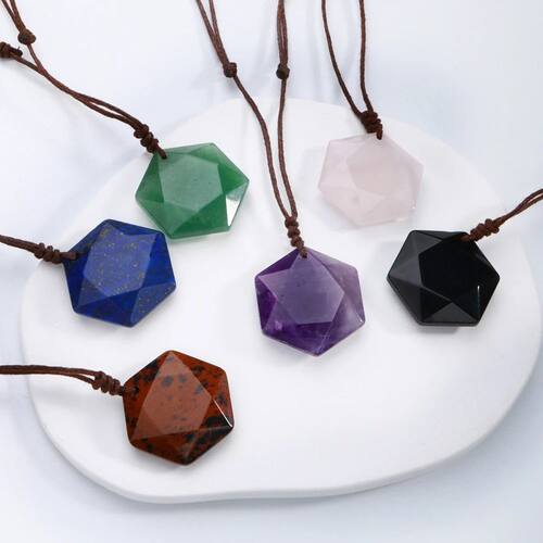 1PC Natural Tiger Eye Stone Star of David Necklace for Men