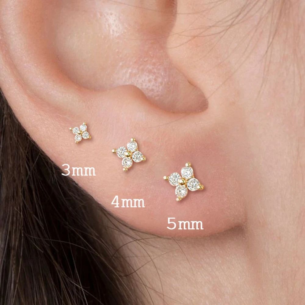 Dainty Flower Stud Earrings for Women Piercing Cartilage