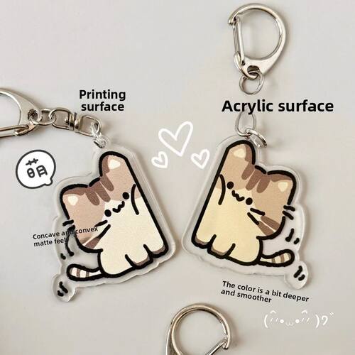 Cat Keychain HD Acrylic Besties Gift Cute Backpack Charm