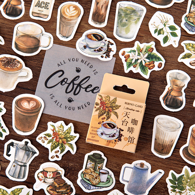 45pcs/Set Vintage Coffee Shop Stickers Scrapbooking