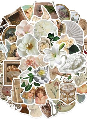 50PCS Vintage Aesthetic Stickers, Cute Retro Journaling