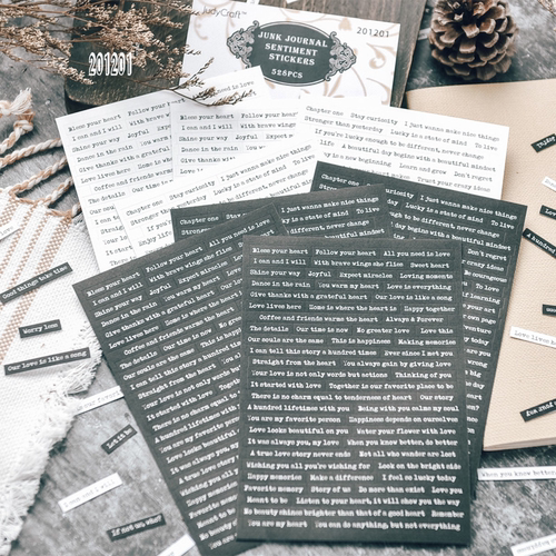 528Pcs Sentiment Phrase Stickers Junk Journal Ephemera