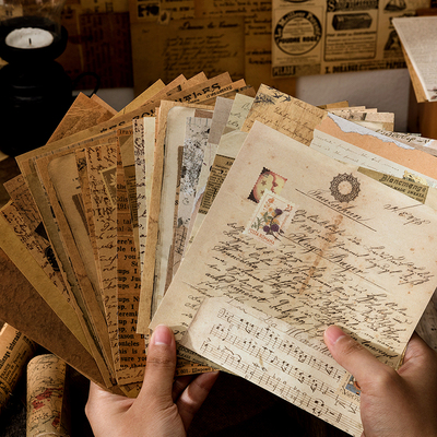 Yoofun 30 sheets Vintage Material Paper for Scrapbooking