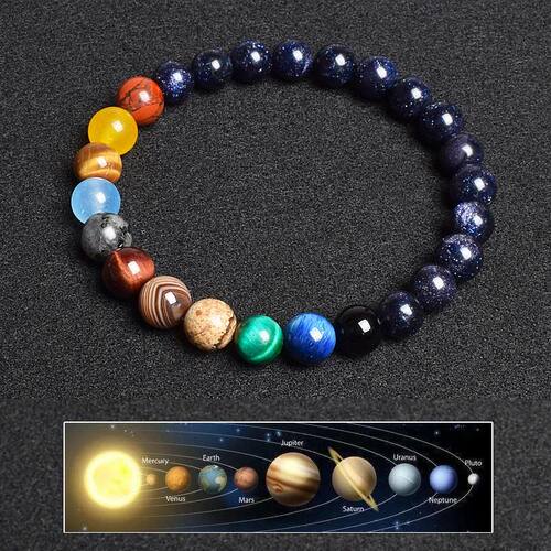 Universe Eight Planets Natural Stone Bead Bracelets Men