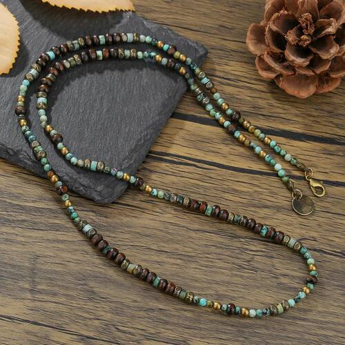 1PC Men's Retro Ethnic Style Africa Stone Necklace for Men