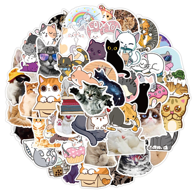 50PCS Kawaii Cat Kitty Cartoon Stickers Graffiti Decals