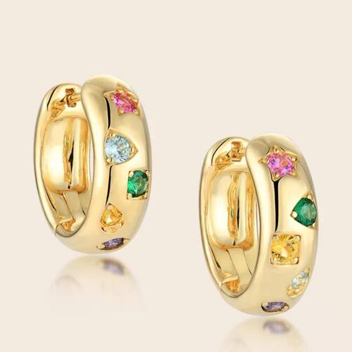 Elegant Colorful Zircon Hoop Earrings Piercing Woman