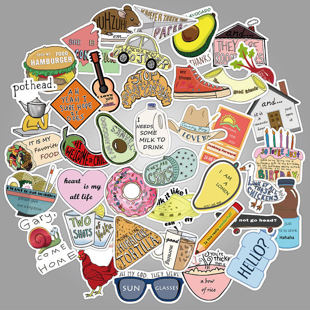 New 50pcs Cartoon Ins Cute Drink Graffiti Stickers Aesthetic