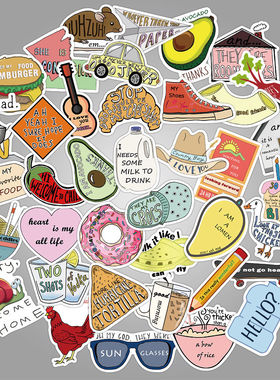 New 50pcs Cartoon Ins Cute Drink Graffiti Stickers Aesthetic