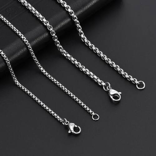 2-5MM Width Stainless Steel Square Rolo Chain Necklace For
