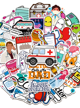 50pcs Doctor Ambulance Sticker Personality Bicycle