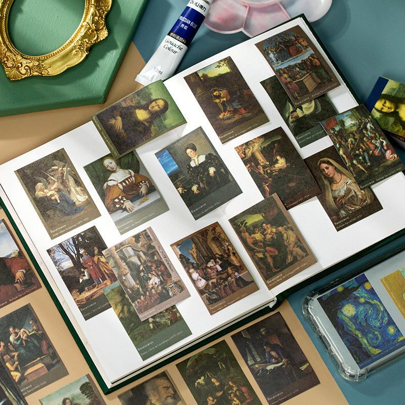 Retro Mona Lisa Art Stickers Van Gogh Museum Scrapbooking
