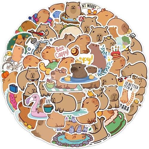 50PCS Capybara Stickers, Cute Brown Stickers Decals Vinyl