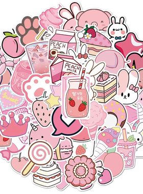 50pcs Cute Pink Stickers for Water Bottles, Kawaii