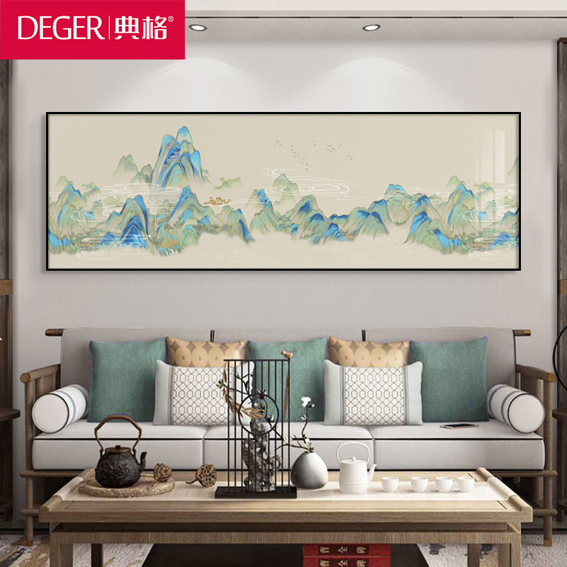 新中式客厅山水画风景装饰画千里江山图办公室沙发背景墙靠山挂画