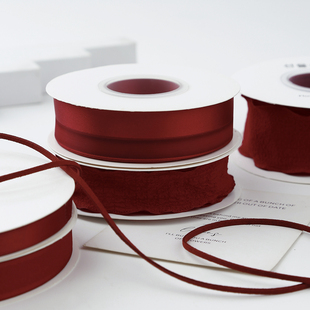 安可拉红酒红色丝带手工diy蝴蝶结发饰材料包配件花艺缎带绸带